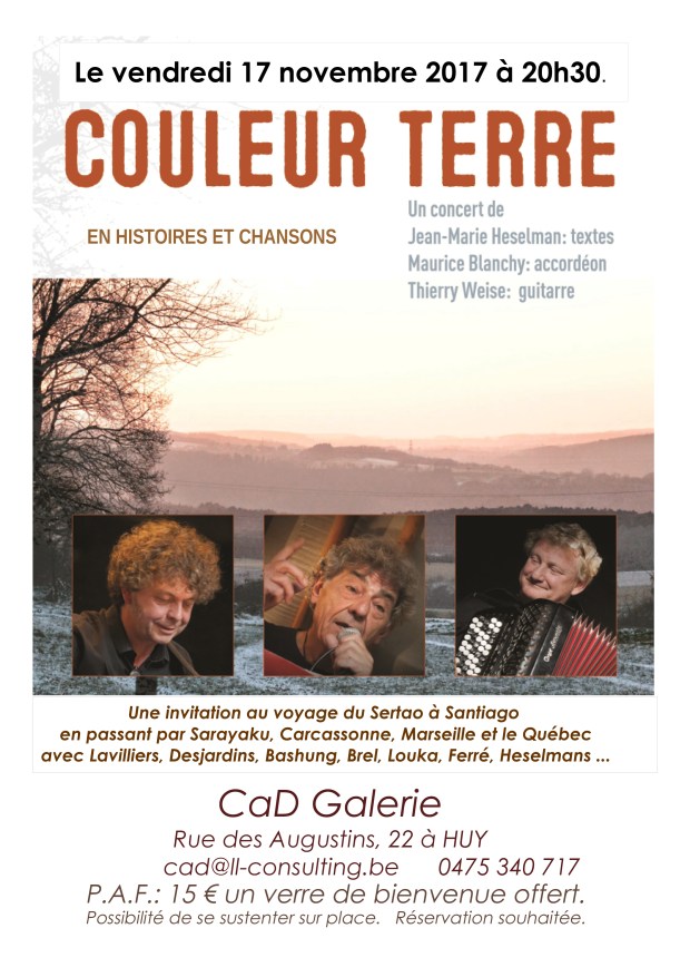 Concert Couleur Terre du 17 novembre à la galerie CaD
